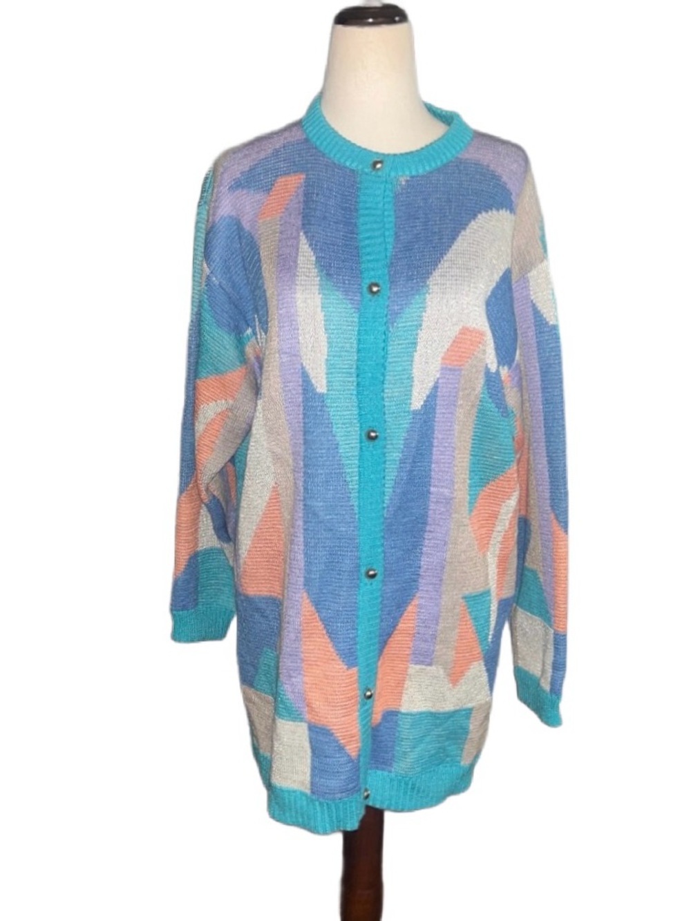J. T. Martin ~ Size 16 ~ Vintage (1970’s) ~ Multi-Colors ~ Cardigan Sweater